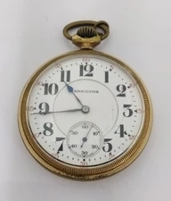 VTG 1927 Hamilton 10k GF Grade 992 16s 21J Railroad Pocket Watch not running