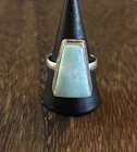 Vintage Sterling Silver Larimar Modernist Tapered Baguette Statement Ring Size 8