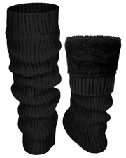 Winter Fleece Lined Leg Warmers for Women Knit Long Leg Warmers Warm Fleece Line