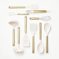 10pc Stainless Steel/Nylon Kitchen Utensil Set Champagne - Figmint