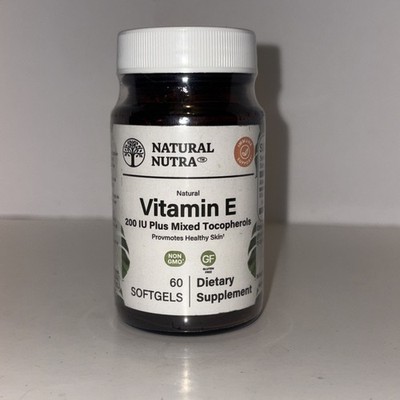 Natural Nutra Natural Vitamin E 200 UI + Mixed Tocopherois 60ct Exp 01/27