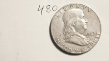 FRANKLIN HALF DOLLAR ,  90%  SILVER,    1963-D,-----480