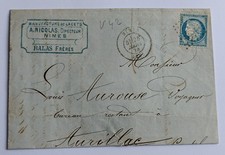 Lettre Commerciale Nîmes Aurillac 1874 timbre Napoleon 3 Balas Fr Antique Letter