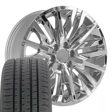 Oe Wheels Cv33 22x9 Chrome Wheels Bridgestone As Tires Set 6x139.7 28et