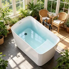 HOROW 47 Inch Freestanding Bathtub Acrylic Free Standing Bath Tub for Home Spa
