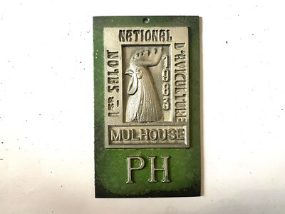 Aluminium plate Concours Aviculture Colombophile Mulhouse 1983 Modene Club