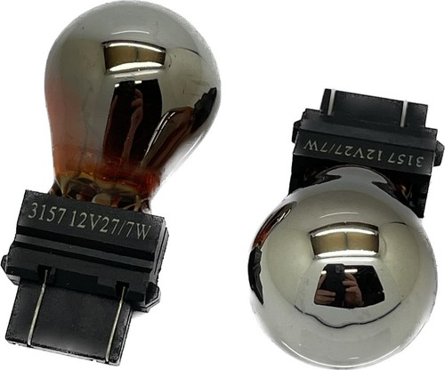 2 x 3157 replacement chrome silver amber indicator bulb 12v PY27/7W 183 - Picture 2 of 7