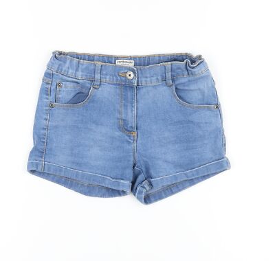 Vertbaudet Mädchen blau Baumwollmischung Hot Pants Shorts Größe 10 Jahre Druckknopf