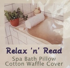 Spacific Relax 'n' Read Spa Bath Pillow - Pink Cotton Waffle Cover - Inflate
