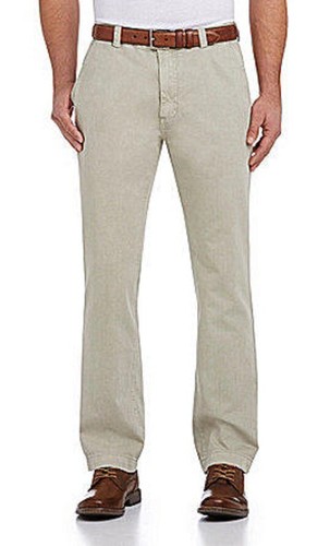 Nuevos pantalones de sarga Cremieux para hombre $80 frente plano caquis 36 36x30 36 W gris caqui nuevos con etiquetas - Imagen 4 de 4