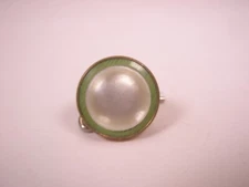 SINGLES(1) 9/16" White Mother of Pearl & Green Vintage Formal Shirt Studs f65