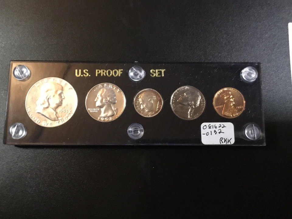 Juego de prueba de plata 1953 como nuevo en soporte de capital con moneda de diez centavos tonificada 081622 132tik Foto 2 de 4