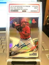 2016 RAFAEL DEVERS BOWMAN PLATINUM TOP PROSPECTS "AUTO" PSA MINT 9 GEM.