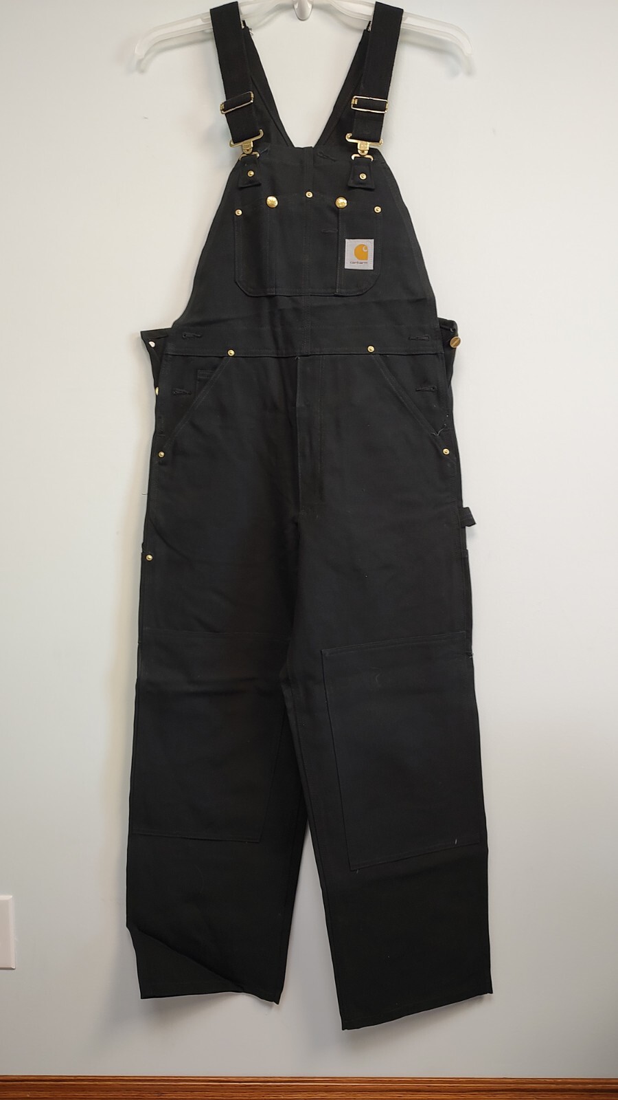 NWT Carhartt 32x30 Duck Bib Overall Unlined R01 Double Knee Black NOS