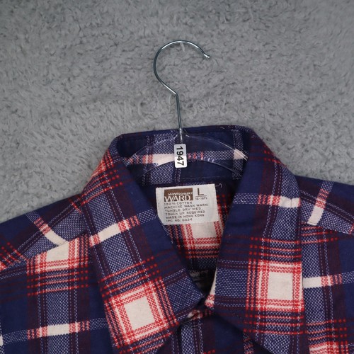 Vintage Montgomery Ward Flannel Shirt Red White Blue Size Large 100% Cotton - Picture 11 of 11