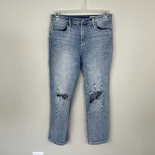 Blank NYC The Madison Crop Distressed Skinny Jeans Size 29 Light Wash High Rise