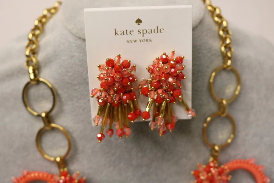 Collar y aretes Kate Spade 2018 Kate Spade Wrap It Up racimo coral/melocotón nuevos con etiquetas Foto 2 de 4
