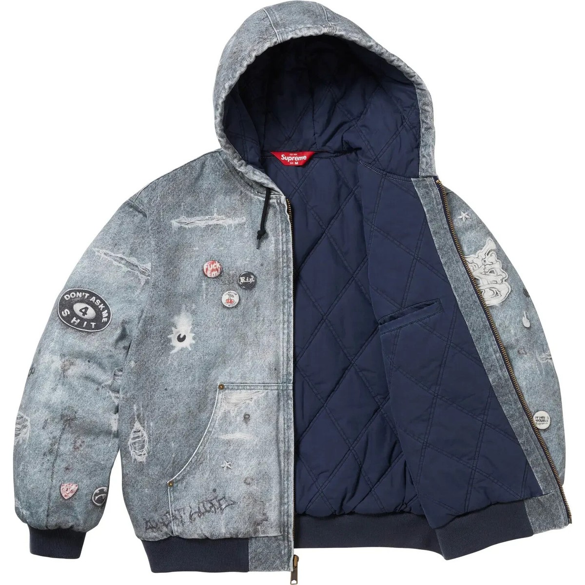 Supreme x HJR FW24 Week11 Trompe Loeil Hooded Work Jacket Blue