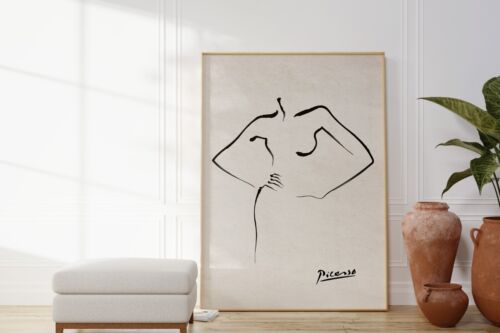 Picasso Scandinavian Woman Figure Print, Nude Outline Poster, Minimalist Modern - Picture 2 of 5