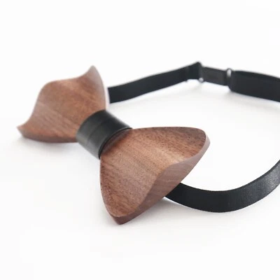 Holzfliege Männer handgefertigt Walnuss schwarz Hochzeit Fliege aus Holz Bow Tie - Bild 1 von 4