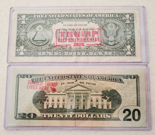 Federal Reserve Note $1 - $20 President Donald TRUMP Stamped Bank Notes RARE