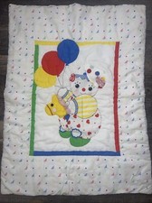 Vintage Baby Bedding Clown Horse Balloons Primary Red Green Yellow Blue HTF