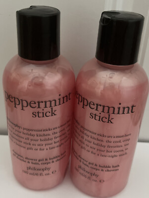 2X Philosophy Peppermint Stick, Shampoo, Shower Gel, & Bubble Bath 6 Oz Each