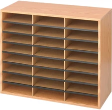 Wood/Corrugated Literature Mailbox Organizer,24 Compartment,9402Mo, Medium Oak,