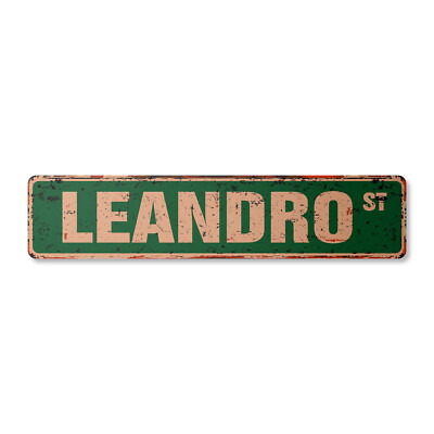 LEANDRO Vintage Street Sign Childrens Name Room Metal Sign