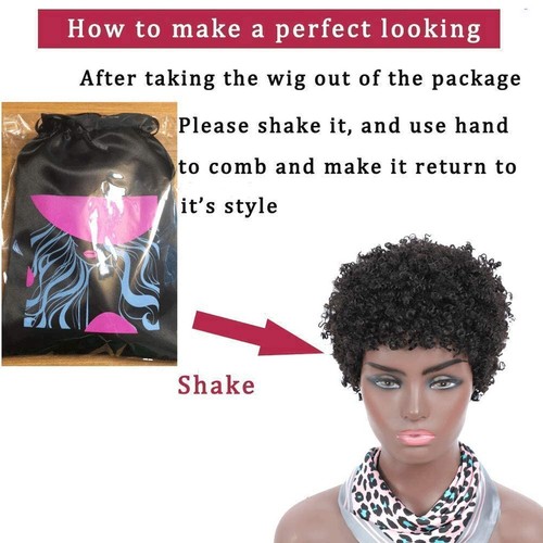 Ms Taj Afro Kinky Human Hair Wigs for Black Women Brazilian Virgin Short Curl... - Picture 4 of 6