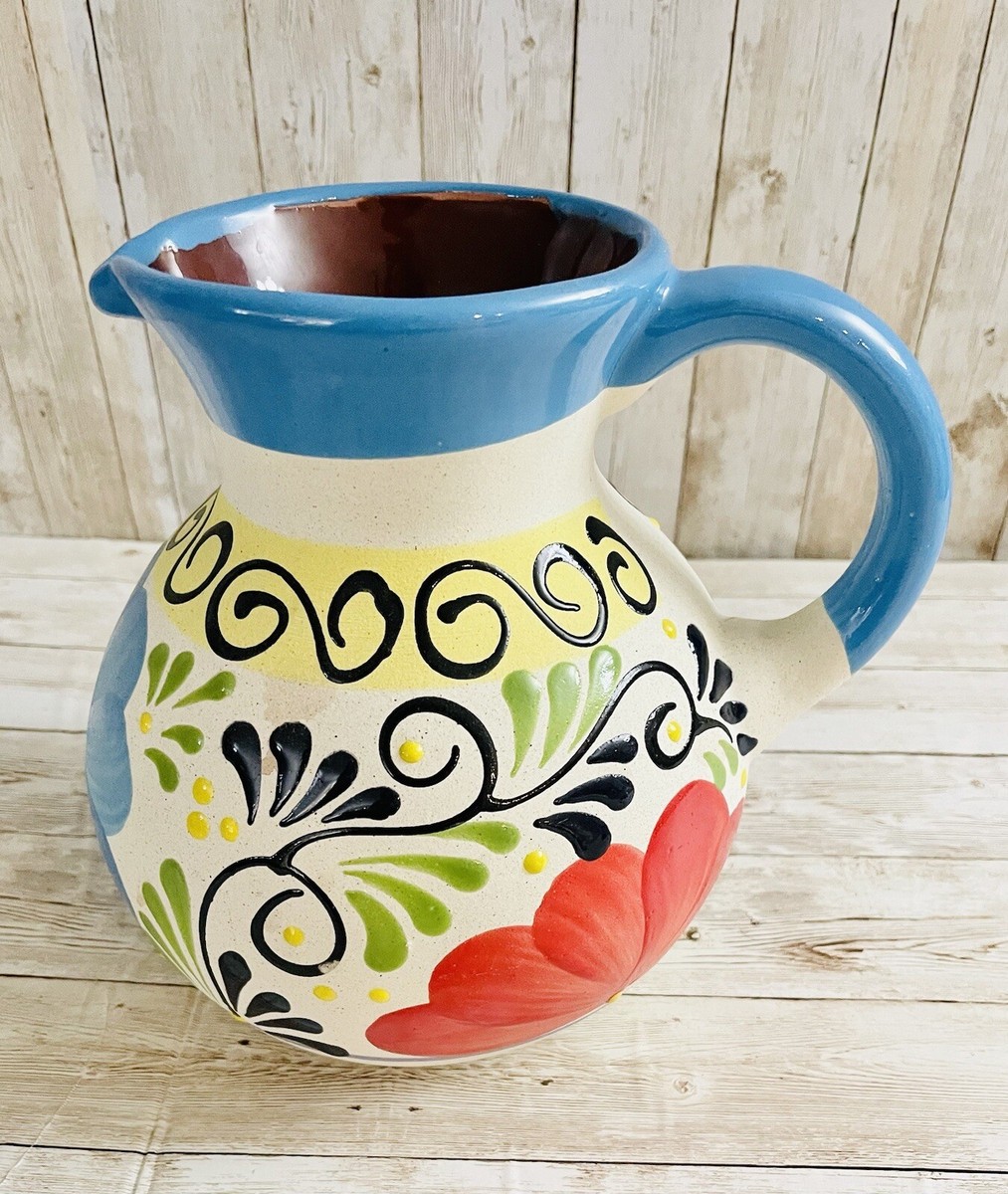 Terra Cotta Mexican Art Pottery Pitcher Jarra Artesanal Mexicana