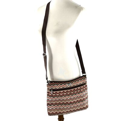 Baggallini Brown & Green Chevron Stripe Nylon Crossbody  display picture 2
