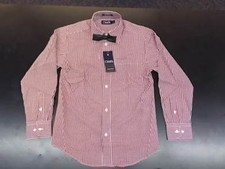 Boys Chaps 30 Sienna Red/White Checked Dress Shirt w/ Sk Black Bow Tie Sz 8-14