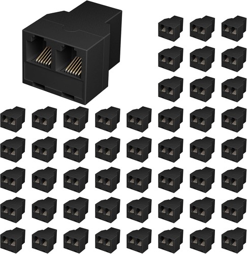 50 Pack RJ12 6P6C Female-to-Female Telephone Line Splitters - Clear Connection - Zdjęcie 3 z 8