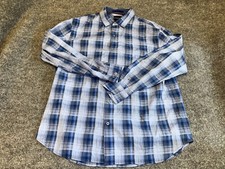Tommy Bahama Shirt Men's Size XL Blue Plaid Cotton Classic Button-Up Shirt