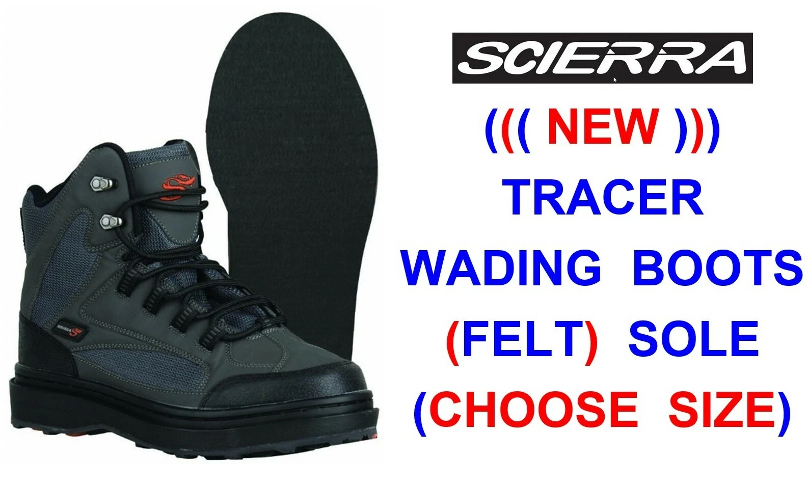CLEARANCE SCIERRA TRACER WADING SHOES FELT SOUL BOOTS WADERS FOR FLY ROD FISHING