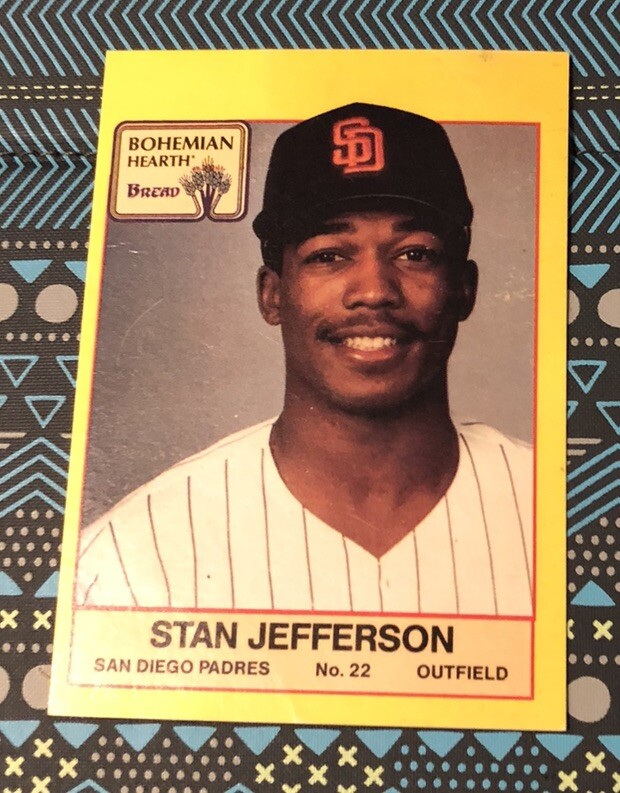 1987 BOHEMIAN HEARTH Bread SAN DIEGO PADRES STAN JEFFERSON BASEBALL CARD EX
