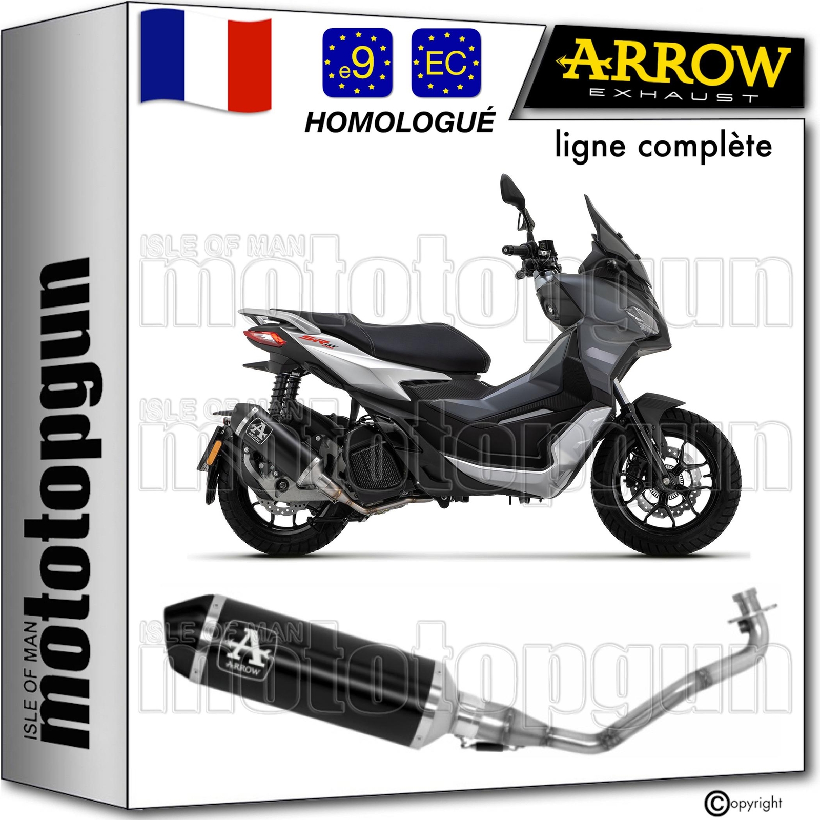 Ligne complete open noir Arrow pour Aprilia SR 200 GT 2023