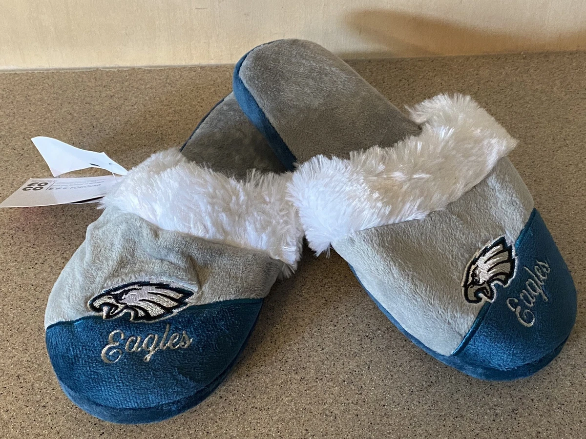 Philadelphia Eagles NFL Women s Colorblock Script Big Logo Slippers XL 11 12
