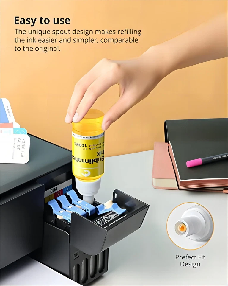 Hiipoo 440ML Sublimation Ink Refilled Bottlescompatible for ET2400 ET2720 ET2760 - Image 4 of 4