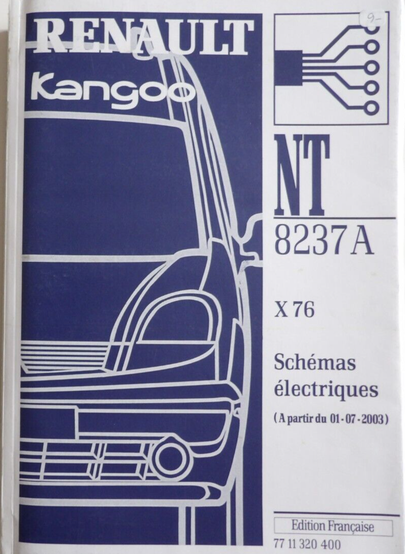 MANUEL REPARATION ATELIER RENAULT KANGOO ELECTRIQUES SCHEMAS NT 3112A