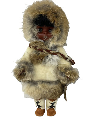 Eskimo Indianer Inuit Puppe 11 Zoll Kind Gelenke Arme Bein Souvenir Vintage