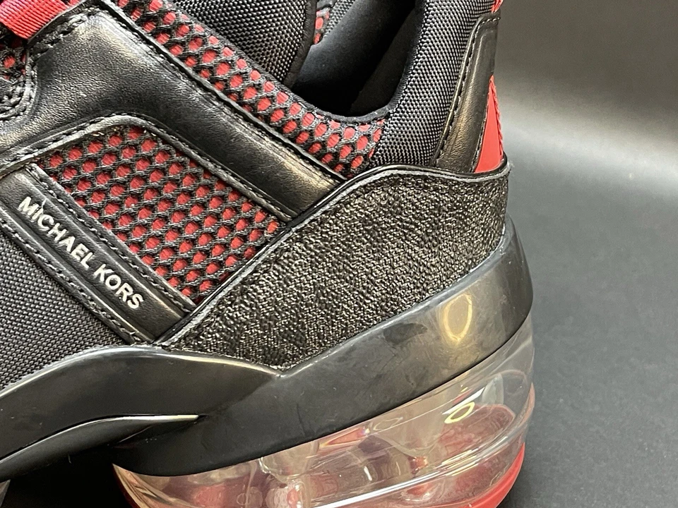 Zapatilla deportiva gruesa Michael Kors Olympia Trainer negra y roja con plataforma talla 8,5 Foto 4 de 4