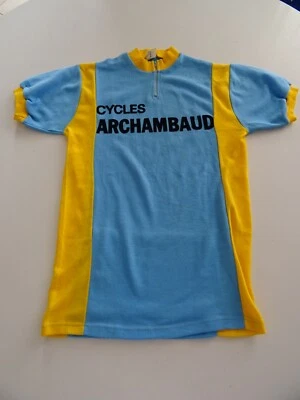 MAILLOT cycliste CYCLES ARCHAMBAUD sport VELO ancien vintage bike art populaire - Photo 1/4