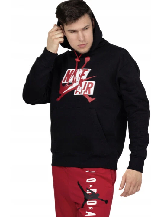 NIKE JORDAN MEN’S JUMPMAN OVERHEAD HOODIE  BLACK RED DQ5626 010 - MEDIUM - image 2 of 4