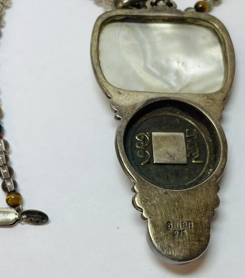 "Collar colgante caballo madreperla cuentas marrones plata esterlina 925 Sajen 18""" Foto 2 de 4