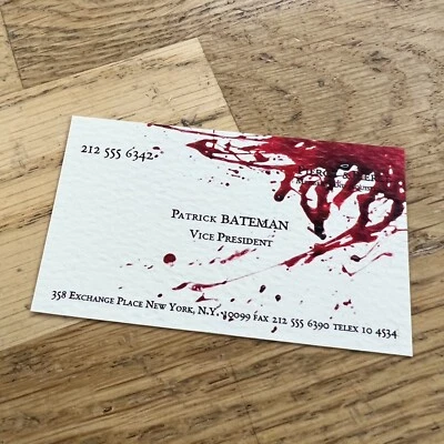 Blood Splattered American Psycho Patrick Bateman Business Card - Christian Bale