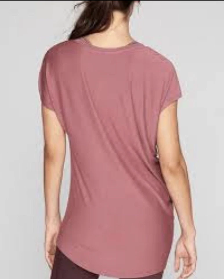 Топ Athleta женский размер XXS Cloudlight расслабленный асимметричный розовато-лиловый 868804 - Изображение 2 из 4