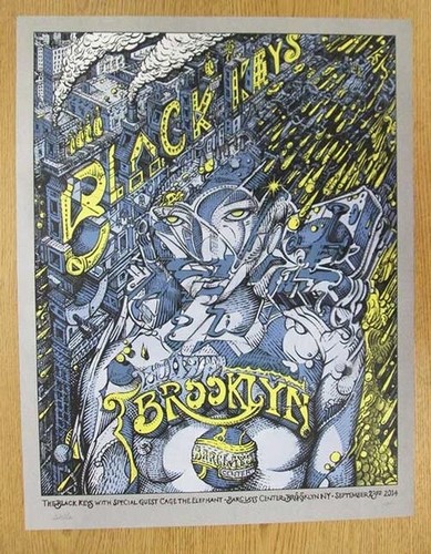 BLACK KEYS BROOKLYN NY 2014 ORIGINAL SIEBDRUCK KONZERT POSTER WELKER - Bild 1 von 3