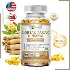Korean Red Panax Ginseng 1600mg 120 Capsules Energy Libido Testosterone Booster